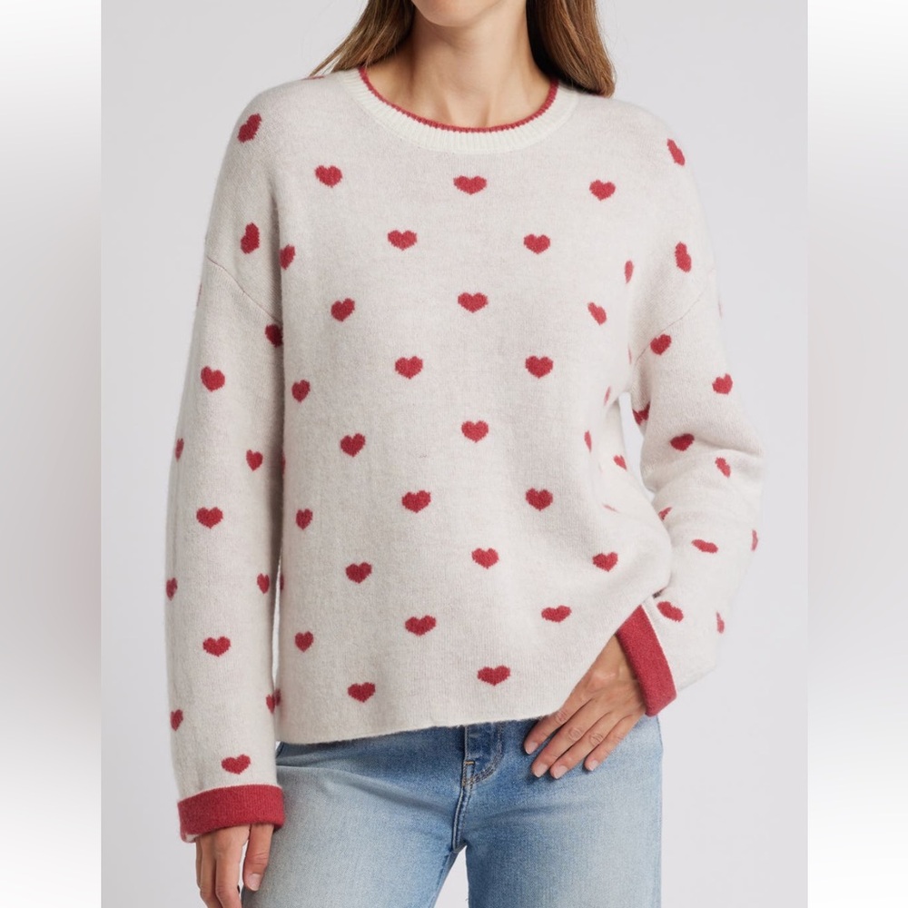 Splendid Lolly Hearts Jacquard Crewneck